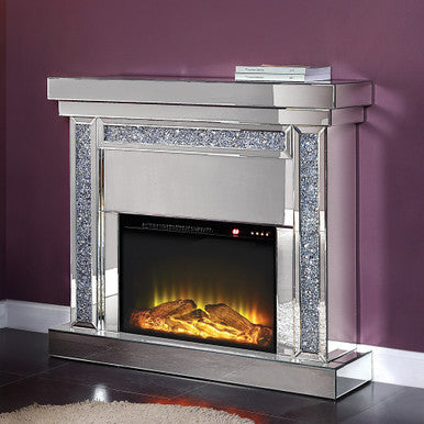 ACME 90470 Noralie Fireplace, Mirrored & Faux Diamonds ACME Furniture