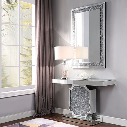 ACME 90475 Noralie Console Table, Mirrored & Faux Diamonds (1Set/2Ctn)