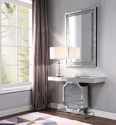 ACME 90475 Noralie Console Table, Mirrored & Faux Diamonds (1Set/2Ctn) ACME Furniture