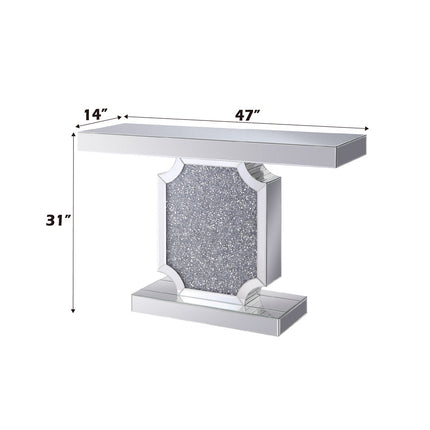 ACME 90475 Noralie Console Table, Mirrored & Faux Diamonds (1Set/2Ctn)