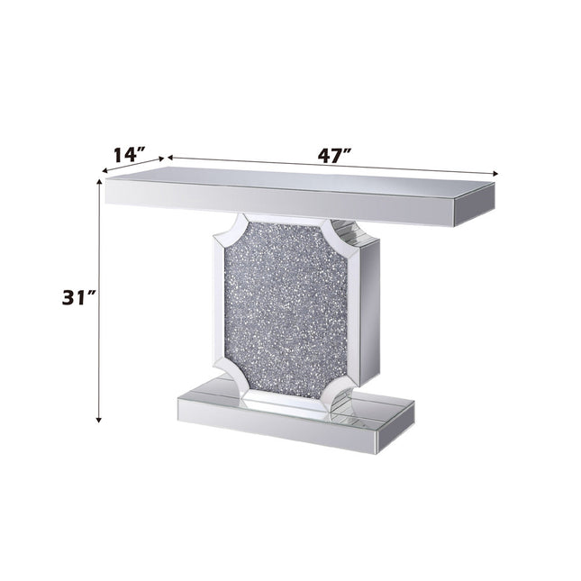 ACME 90475 Noralie Console Table, Mirrored & Faux Diamonds (1Set/2Ctn)