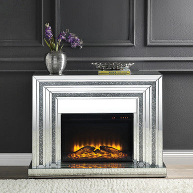 ACME 90523 Noralie Fireplace, Mirrored & Faux Diamonds ACME Furniture