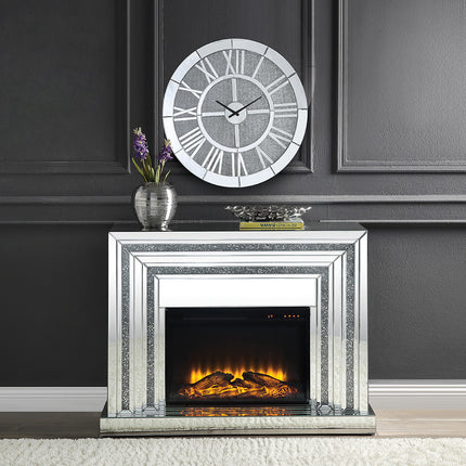 ACME 90523 Noralie Fireplace, Mirrored & Faux Diamonds