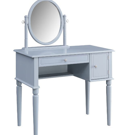ACME 90610 Rabila Vanity Set, Cream Fabric & Gray Finish