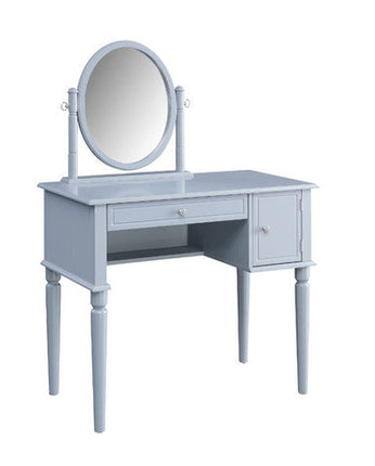 ACME 90610 Rabila Vanity Set, Cream Fabric & Gray Finish ACME Furniture