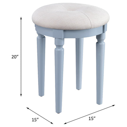 ACME 90610 Rabila Vanity Set, Cream Fabric & Gray Finish