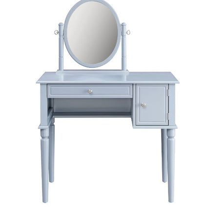 ACME 90610 Rabila Vanity Set, Cream Fabric & Gray Finish