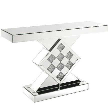 ACME 90622 Noralie Console Table, Mirrored & Faux Diamonds