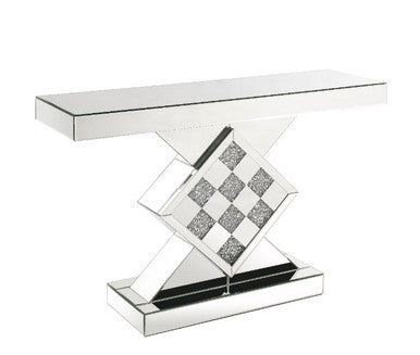 ACME 90622 Noralie Console Table, Mirrored & Faux Diamonds ACME Furniture