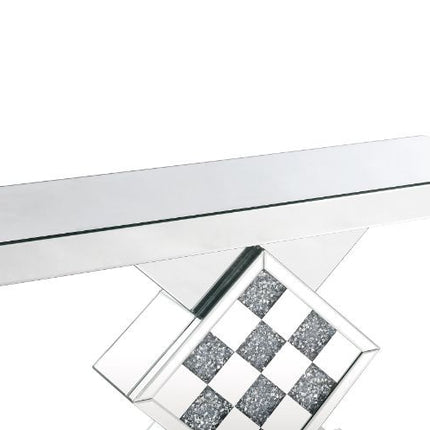 ACME 90622 Noralie Console Table, Mirrored & Faux Diamonds