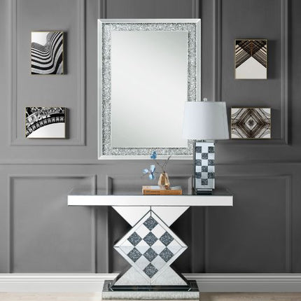 ACME 90622 Noralie Console Table, Mirrored & Faux Diamonds