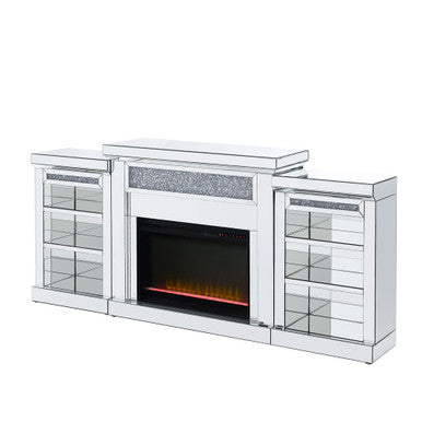 ACME 90655 Noralie Fireplace, Mirrored & Faux Diamonds ACME Furniture