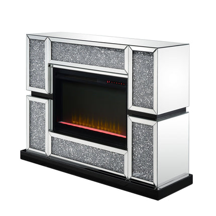 ACME 90660 Noralie Fireplace, Mirrored & Faux Diamonds