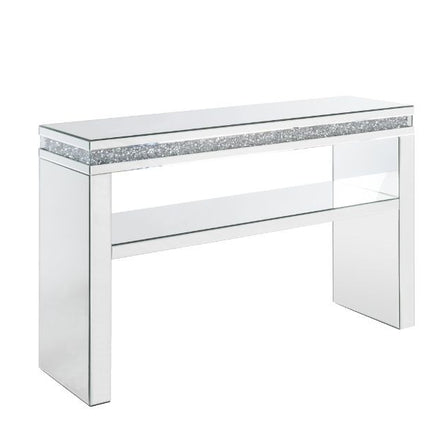ACME 90675 Noralie Sofa Table, Mirrored & Faux Diamonds
