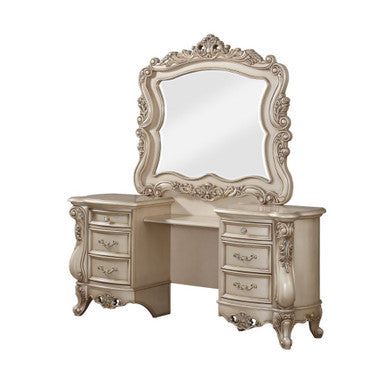 ACME 90740 Gorsedd Vanity Desk & Mirror, Antique White ACME Furniture