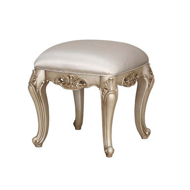 ACME 90743 Gorsedd Vanity Stool, Fabric & Antique White ACME Furniture