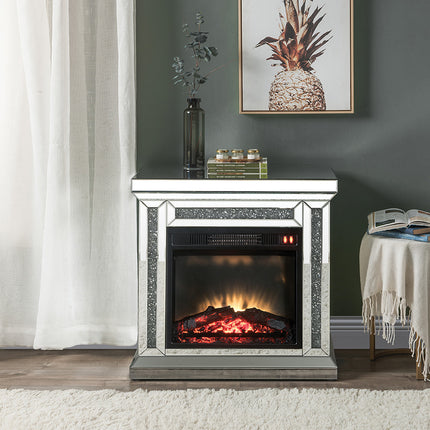 ACME 90862 Noralie Fireplace, Mirrored & Faux Diamonds