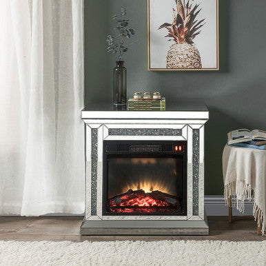 ACME 90862 Noralie Fireplace, Mirrored & Faux Diamonds ACME Furniture