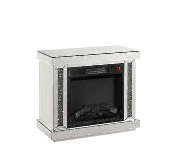 ACME 90864 Noralie Fireplace, LED, Mirrored & Faux Diamonds ACME Furniture
