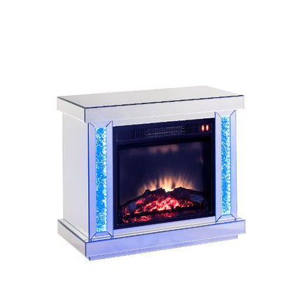 ACME 90864 Noralie Fireplace, LED, Mirrored & Faux Diamonds