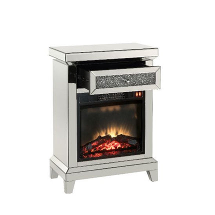 ACME 90866 Noralie Fireplace, Mirrored & Faux Diamonds