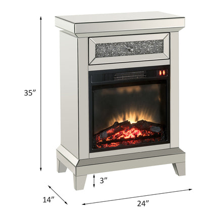 ACME 90866 Noralie Fireplace, Mirrored & Faux Diamonds