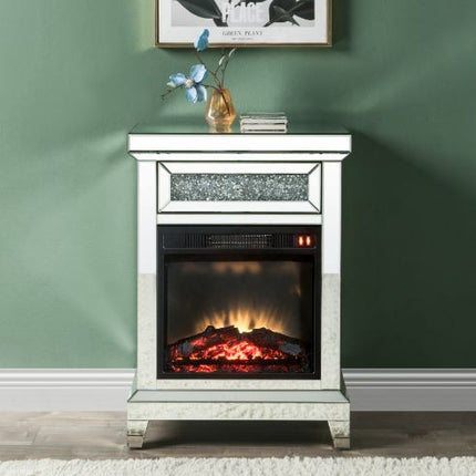 ACME 90866 Noralie Fireplace, Mirrored & Faux Diamonds