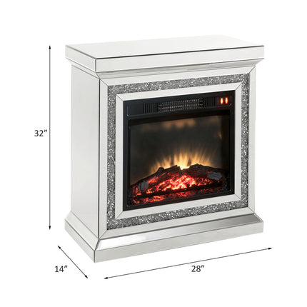 ACME 90868 Noralie Fireplace, Mirrored & Faux Diamonds