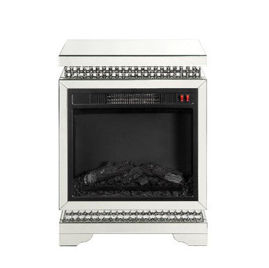 ACME 90870 Lotus Fireplace, Mirrored & Faux Diamonds ACME Furniture