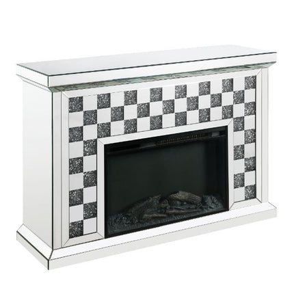 ACME 90872 Noralie Fireplace, Mirrored & Faux Diamonds
