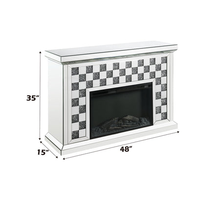 ACME 90872 Noralie Fireplace, Mirrored & Faux Diamonds
