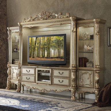ACME 91330 Dresden Entertainment Center, Gold Patina & Bone (1Set/3Ctn) ACME Furniture