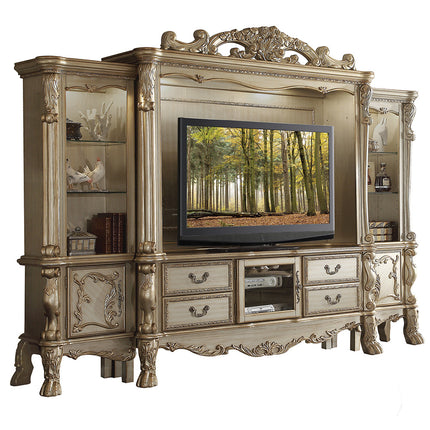 ACME 91330 Dresden Entertainment Center, Gold Patina & Bone (1Set/3Ctn)