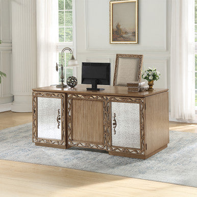 ACME 91435 Orianne Executive Desk, Antique Gold ACME Furniture