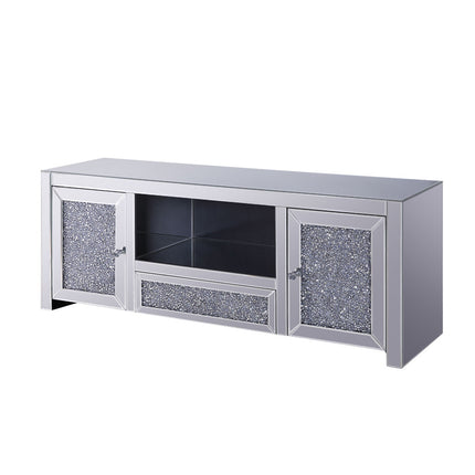 ACME 91450 Noralie TV Stand, Mirrored & Faux Diamonds