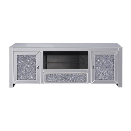 ACME 91450 Noralie TV Stand, Mirrored & Faux Diamonds