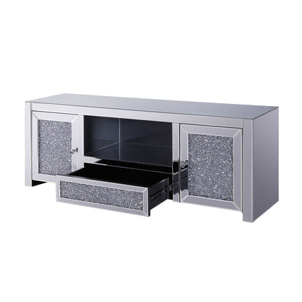 ACME 91450 Noralie TV Stand, Mirrored & Faux Diamonds