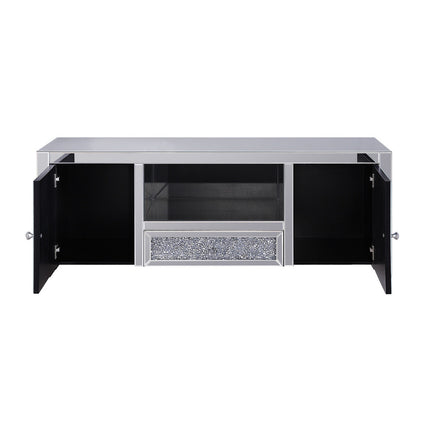 ACME 91450 Noralie TV Stand, Mirrored & Faux Diamonds