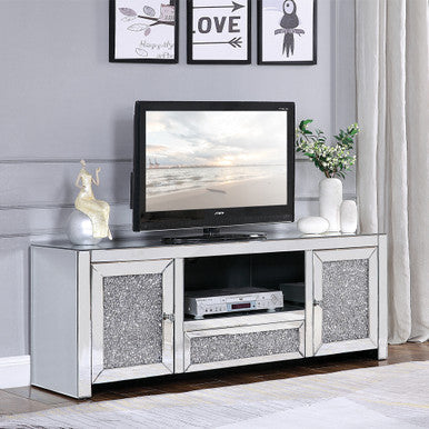 ACME 91450 Noralie TV Stand, Mirrored & Faux Diamonds ACME Furniture