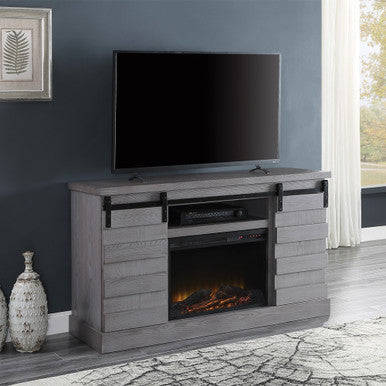 ACME 91616 Amrita TV Stand with Fireplace, Gray Oak ACME Furniture