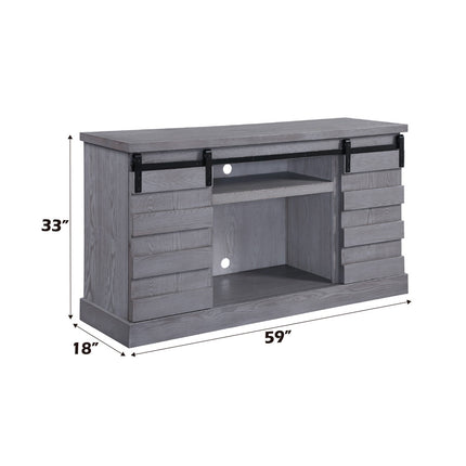 ACME 91616 Amrita TV Stand with Fireplace, Gray Oak