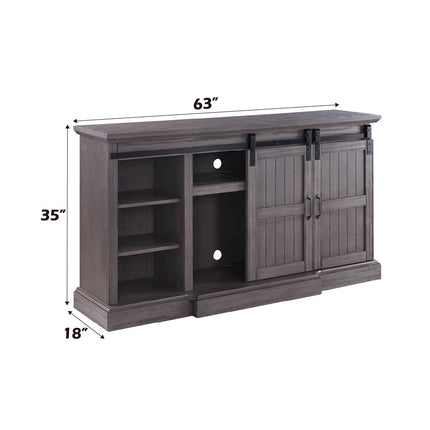 ACME 91618 Admon TV Stand with Fireplace, Gray Oak