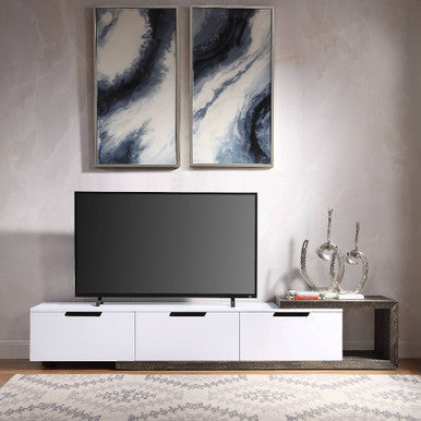 ACME 91680 Orion TV Stand, White High Gloss & Rustic Oak ACME Furniture