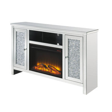 ACME 91775 Noralie TV Stand with Fireplace, Mirrored & Faux Diamonds ACME Furniture