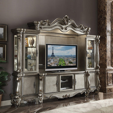ACME 91820 Versailles Entertainment Center, Antique Platinum (1Set/4Ctn) ACME Furniture