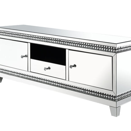 ACME 91835 Lotus TV Stand, Mirrored & Faux Crystals