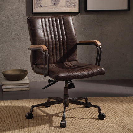 ACME 92028 Joslin Executive Office Chair, Distress Chocolate Top Grain Leather