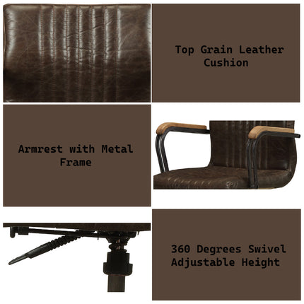 ACME 92028 Joslin Executive Office Chair, Distress Chocolate Top Grain Leather