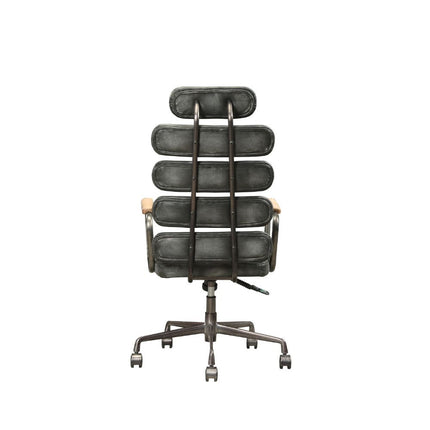 ACME 92107 Calan Executive Office Chair, Vintage Black Top Grain Leather
