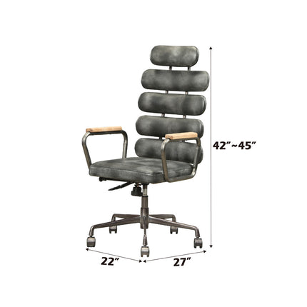ACME 92107 Calan Executive Office Chair, Vintage Black Top Grain Leather